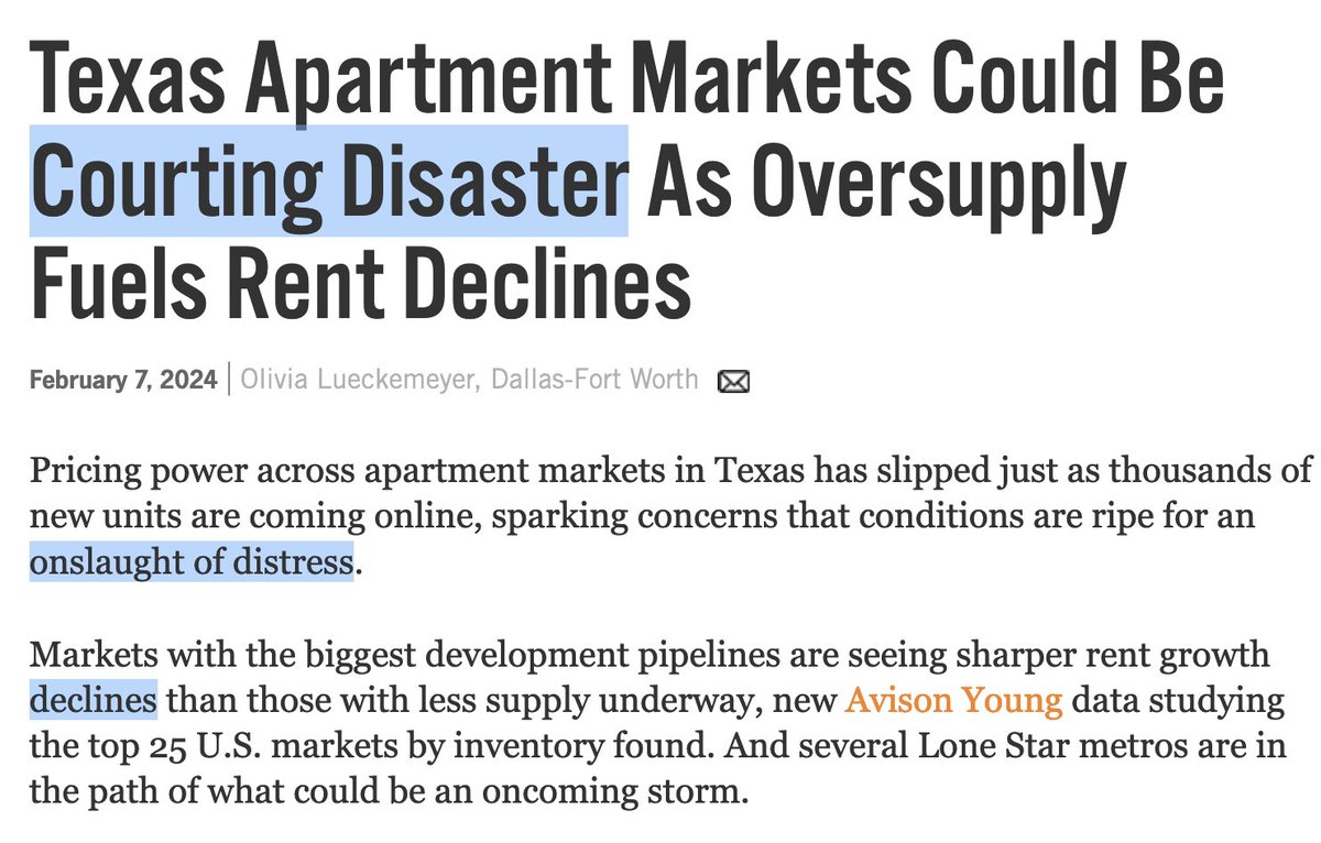 Notice how lower housing prices & rents are described as 'disaster' & 'distress' Lower housing prices are AMAZING! For young people, poor people, and families Lower prices are bad for are Wall Street & homeowners, whose perspectives are the only ones represented in the press