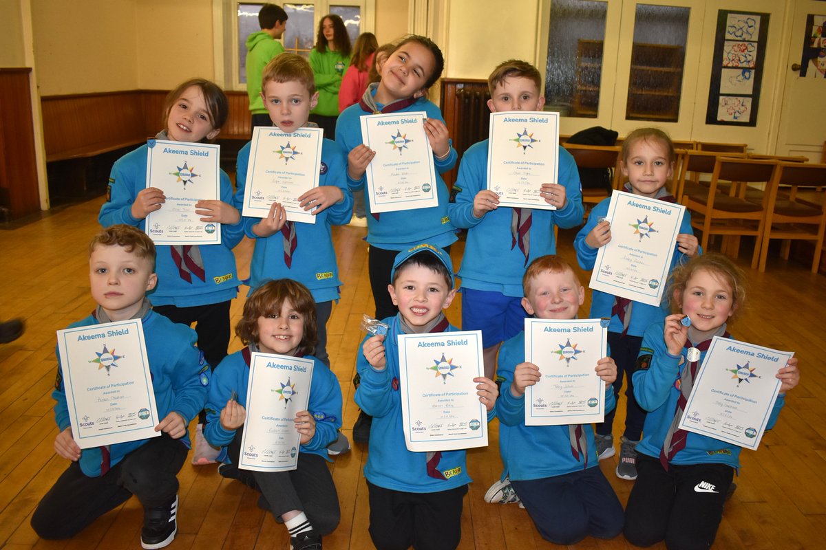 Congratulations to Purple Colony Beavers for winning the Rossendale District Akeema Shield competition.  This is the second year in a row they have won.

Well done to Grey Colony Beavers who came fourth out of the eight teams competing.