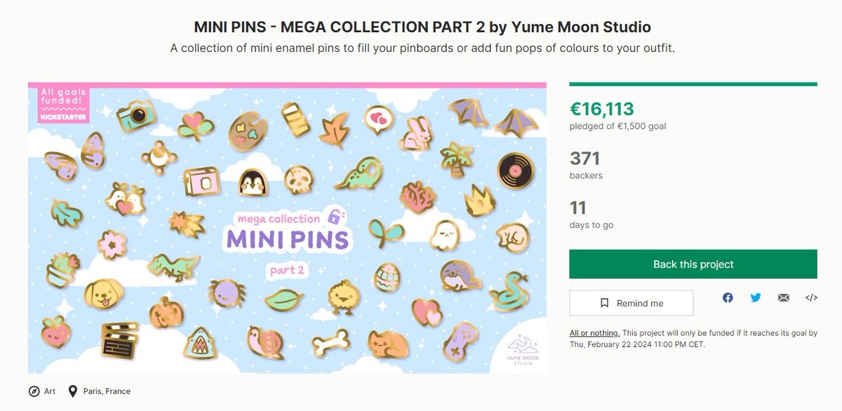 We reached 16k today!! We still have 11 days to go, if you want mini pins for a discounted price, that's your chance. You can choose between 92 designs (and multiple colour variants)🤯