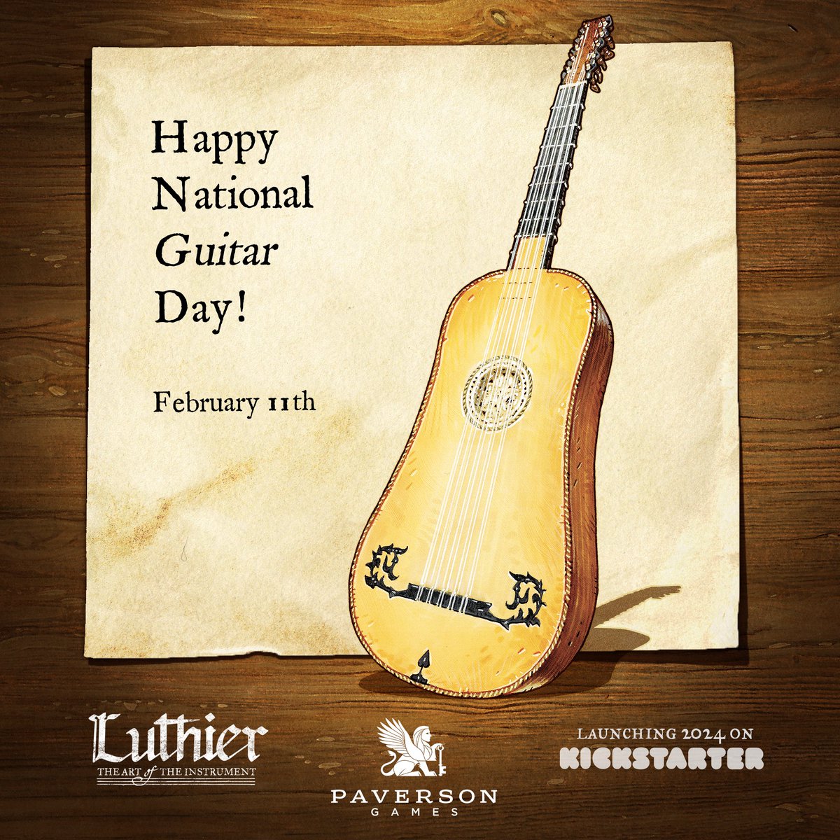Happy National #Guitar Day! 🎸 What's your favorite guitar solo of all time? 🤘 Look for our board game, #Luthier, coming to #Kickstarter in 2024! 🥳🎻🎲 #nationalguitarday #musicalinstrument #luthiergame #paversongames #baroque #classicalmusic #music #luthiery #chambermusic