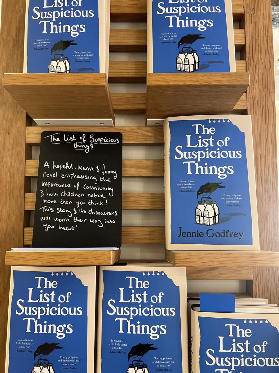LOOK! 👀 I spotted #TheListOfSuspiciousThings in <a href="/SouthwoldBooks/">Southwold Books</a> <a href="/jennieg_author/">Jennie Godfrey (updates only)</a> ! 🐦‍⬛🥛🐦‍⬛