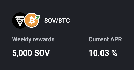 Maximize your earnings with an exceptional APR of 10.03% in our $SOV/$BTC AMM pool!

Transform your $SOV into more $SOV by simply participating in our AMM pool, and let your $BTC work harder for you. It's a win-win!

Start earning now with Sovryn ⬇️
sovryn.app/earn/market-ma…
