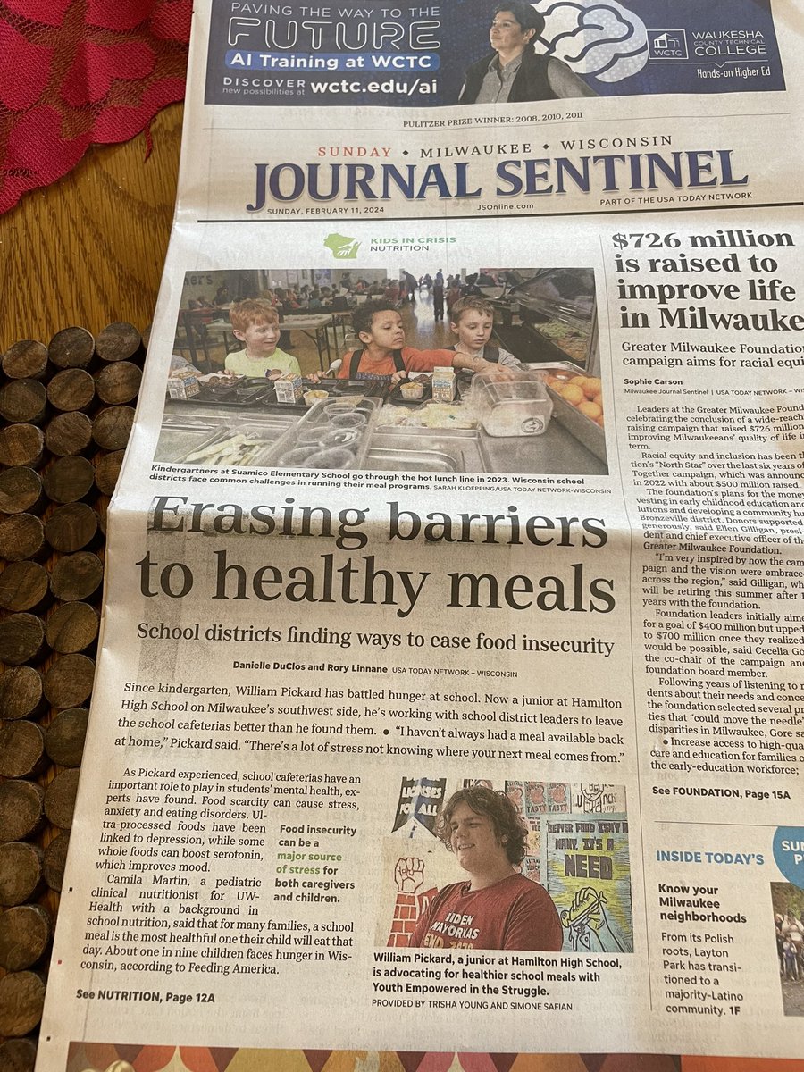 Love waking up in the morning to see good work hitting the front page. 

I’m honored to coauthor this legislation along with <a href="/RepKristina/">repkristina</a> and <a href="/FrancescaHongWI/">Francesca Hong</a>. Hungry kids don’t learn as well as kids who have a community that values their whole health.