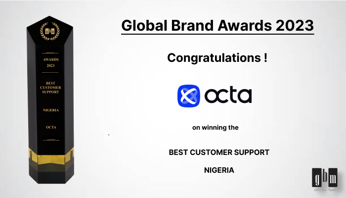 GlobalBrandsMag's tweet photo. We are delighted to announce that the @Octa for the outstanding achievement of securing the award for "Best Customer Support in Nigeria", at the Global Brand Awards 2023, presented by Global Brands Magazine!
#Octa #GlobalBrandsMagazine #BestCustomerSupport #Nigeria https://t.co/sUVmuBK87h