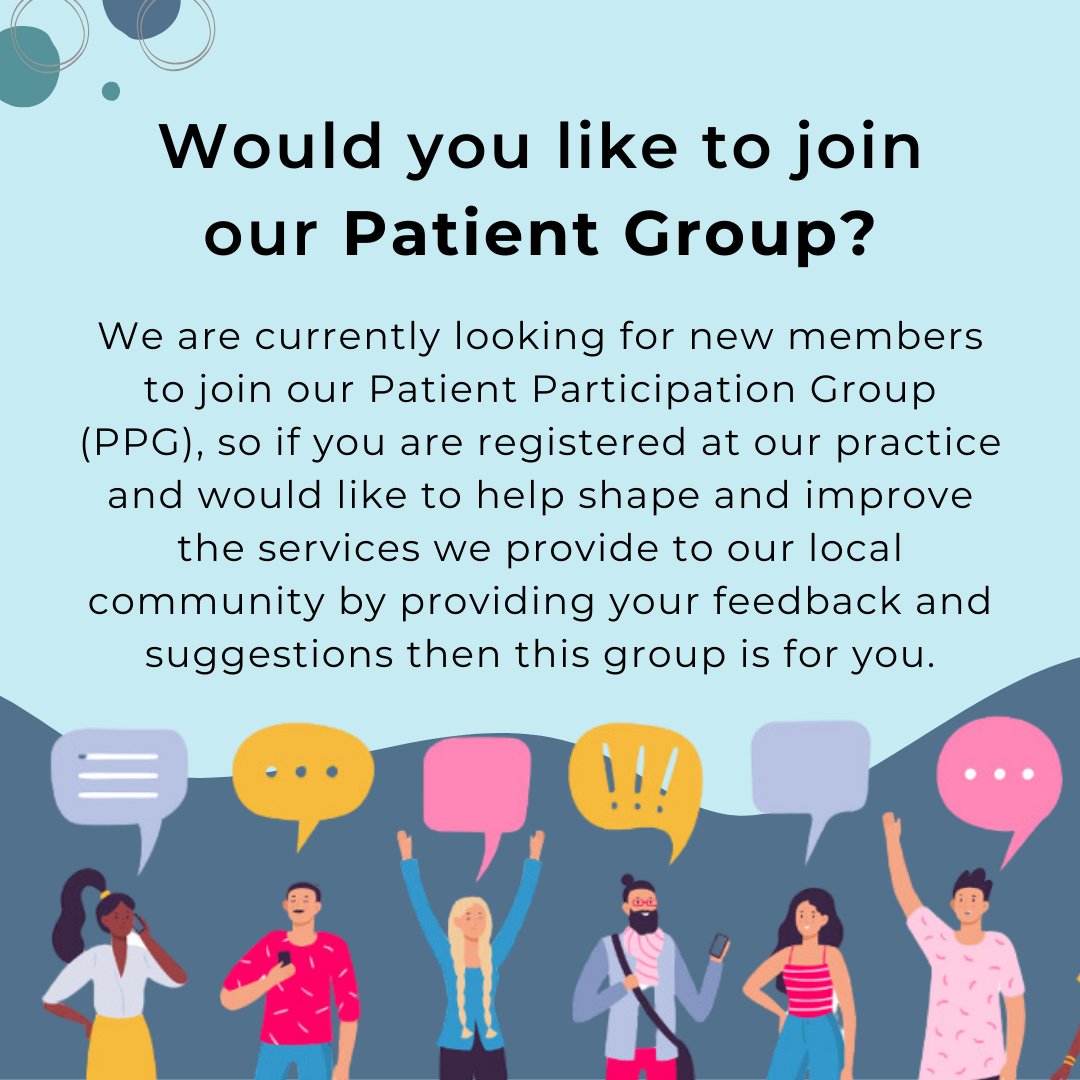 🌟 Join our Patient Participation Group (PPG) and have a say in your healthcare! 🤝📢

Find out more or register via our website: homewellpractice.co.uk/patientgroup