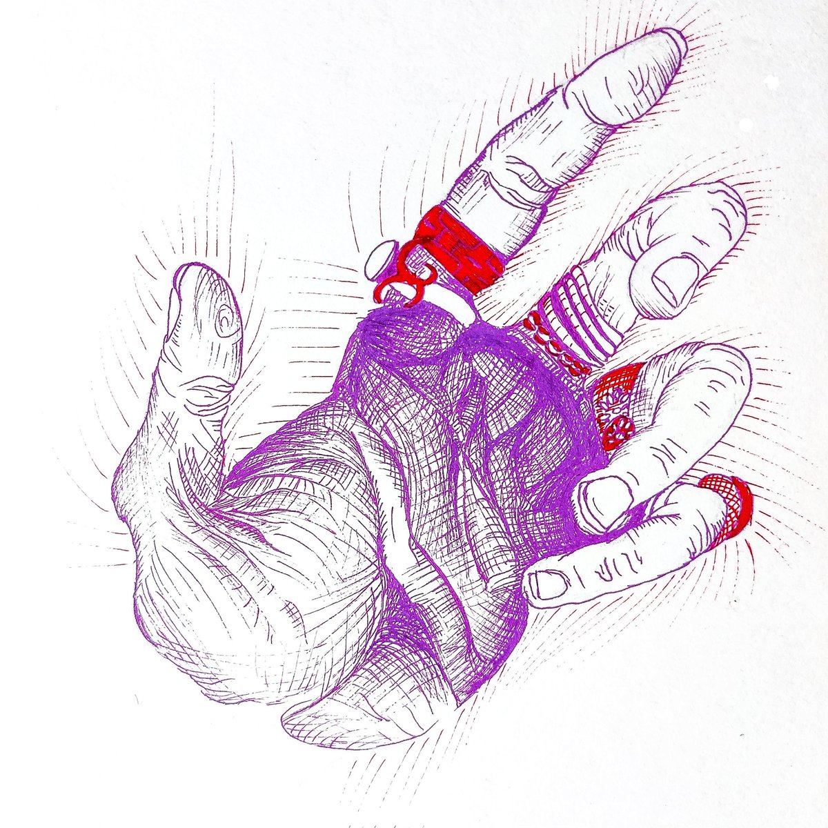 ✨🔮Palm Reading left Hand🔮✨ . 🕉️👋🏻🌒🪬🌘👋🏻🕉️ . ✒️ 🪷Ink on paper 🪷✒️ . 1/1 Edition........ . . . 17 ꜩ #Tezos ... 🖇️Link below🖇️