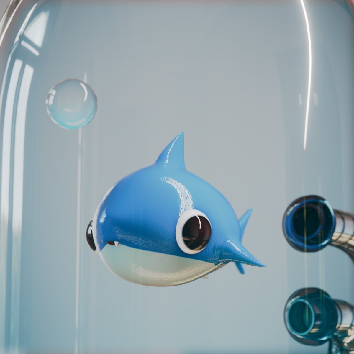 the_fake_panda's tweet photo. I finished another course. This was the result. I think it’s not so bad. My second @cgboost course. #animation #3danimation #blender #blender3d #b3d #roboticplanet #sharkbot #fishbot #robot #wacom #cintiq #render #eevee #lowpoly https://t.co/7l6LmR2BT6
