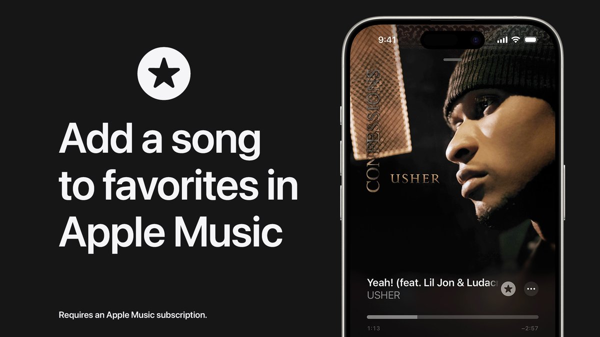 🤩 Add to your Favorite Songs playlist 🥳 Get notified when your favorite artists release new music 🧐 Improve your Apple Music recommendations Tap the star to add songs, albums, and artists to your favorites: apple.co/4bK6lc6