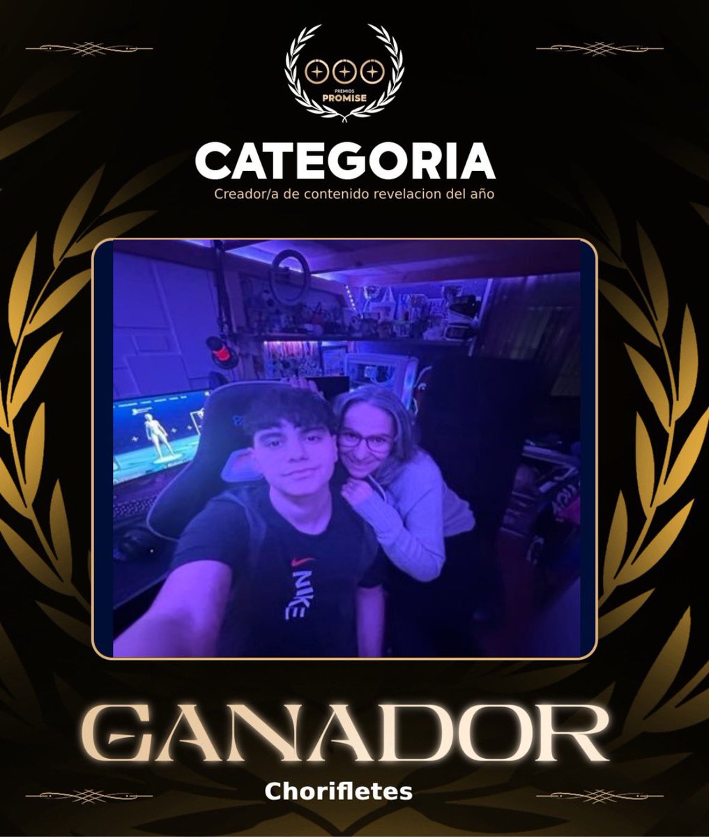 PremiosPromise's tweet photo. GANADOR DE LA CATEGORÍA CREADOR/A DE CONTENIDO REVELACIÓN DEL AÑO 

🏅 @chorifletes 

El esfuerzo y la constancia dan sus frutos, ¡enhorabuena por el premio! 😈🥳 https://t.co/V76gJsfnAN