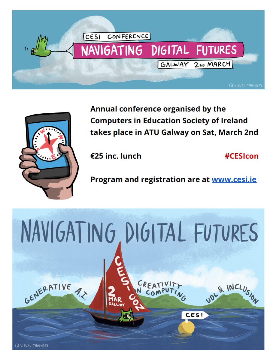 16:00 in the foyer Coffee and departure So, that was a flavour of what #CESIcon has in store for 2024 on the themes of Generative AI, Creativity in Computing, UDL & Inclusion - we look forward to seeing you there