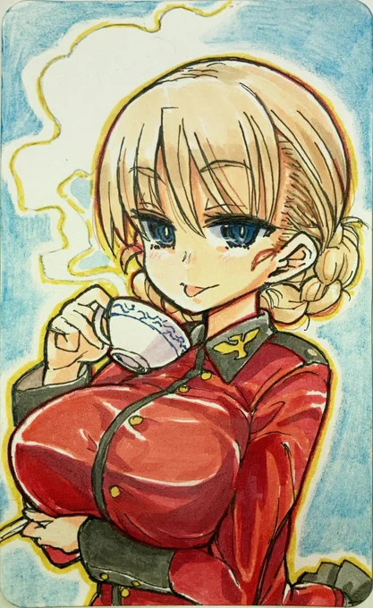#週末ガルパンお絵描き120分一本勝負20240211したたかラスボスガール 