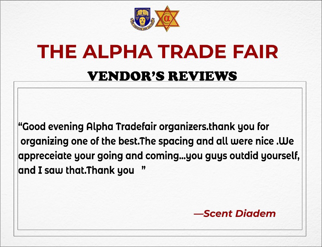 alphacluboau's tweet photo. After the successful completion of "THE ALPHA TRADE FAIR 🔯"
Some Grateful Vendors who sold at the event cameback to give reviews on the event
With these, it is valid to say THE ALPHA TRADE FAIR" was A TOTAL SHUTDOWN

#AlphaTradeFair #AlphaClubOAU #OAUTwitter https://t.co/MlMCjThlo3