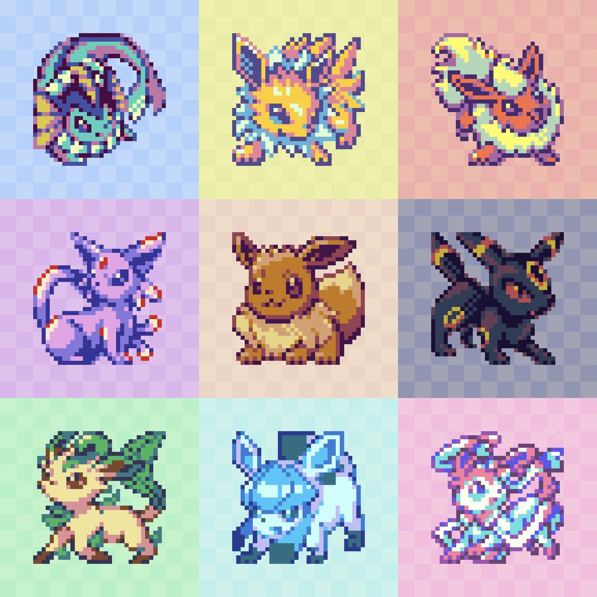 ブイズの日なので32×32ポケモン過去ドット絵再掲！ #ブイズの日 #Pixelart