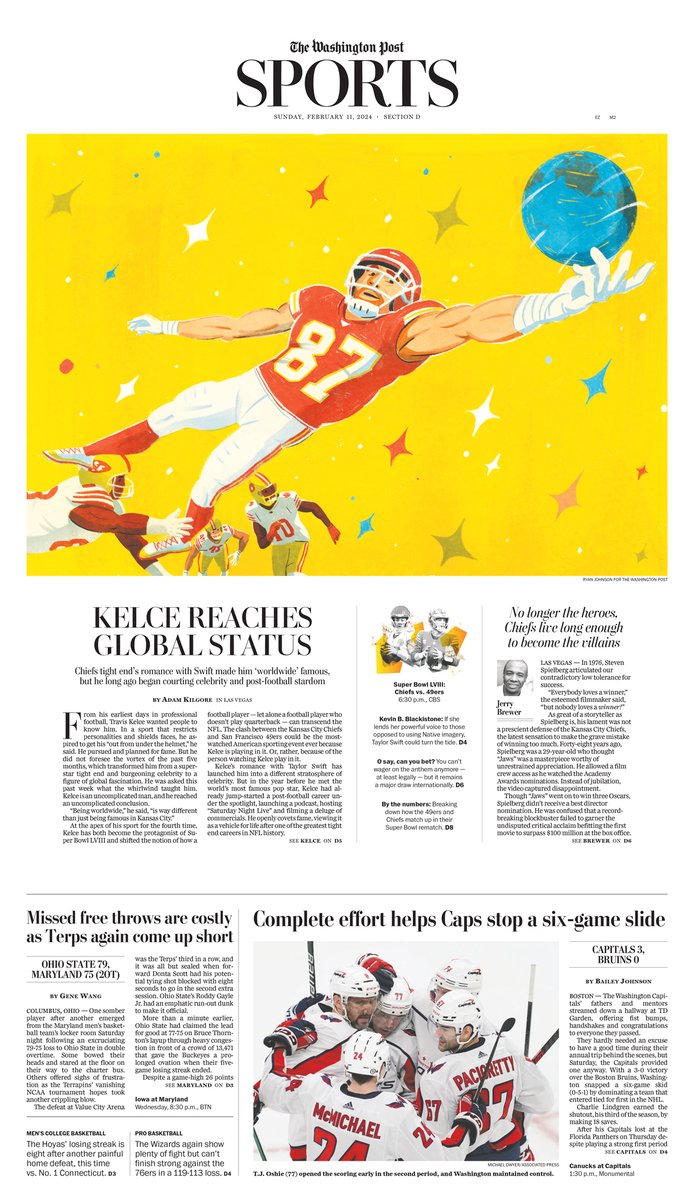 LOVE today's <a href="/postsports/">Post Sports</a> front: "Kelce reaches global status"  

Art direction by Andy Braford
Design by <a href="/tylerremmel/">Tyler Remmel</a> ✨