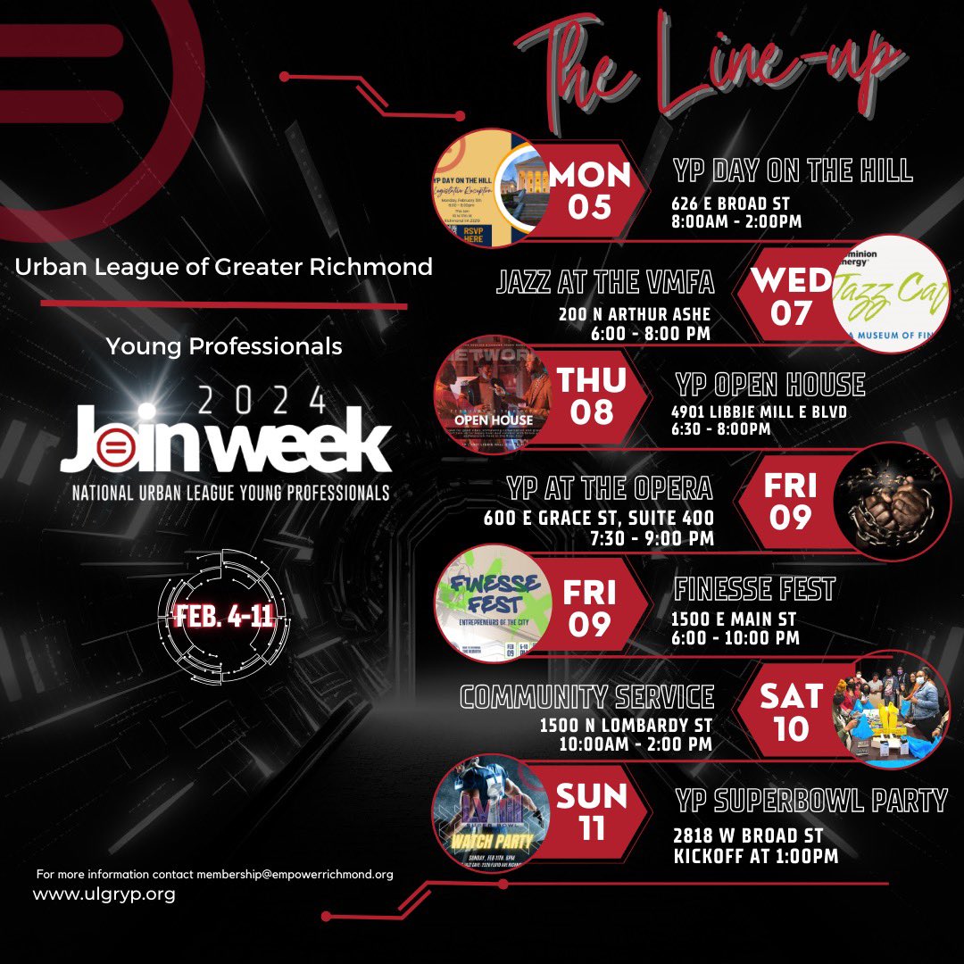 RichmondYP's tweet photo. As we approach our final Join Week event, ULGRYP would like to thank our sponsor once again!! #voicesfortheheart
Celebrate with YP at our Super Bowl Watch Party!

Place membership with YP today! 
#TheMovement #RichmondYP #joinnulyp2024 #YPRenaissance https://t.co/y7BLxjlUzs