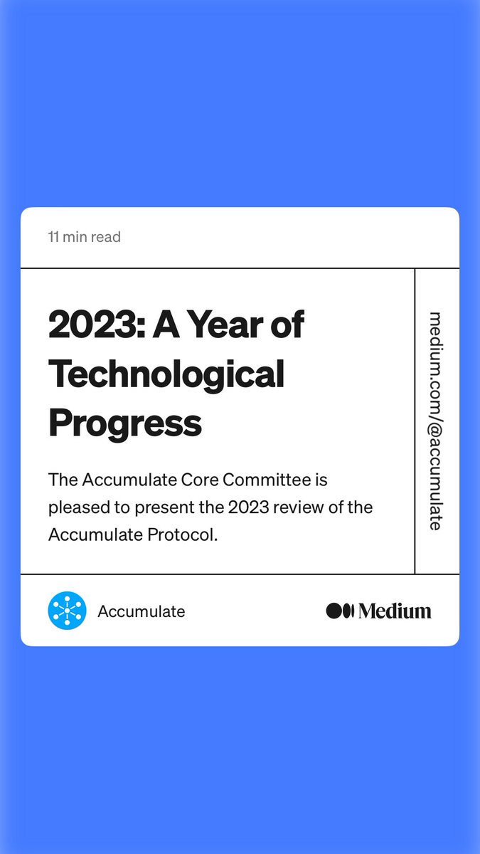 A new article is live, unraveling the highlights of core development of #Accumulate Protocol in 2023. ❄️ From enhanced code refinement to innovative features, this piece captures the essence of our technological progress.👇🏻 medium.com/@accumulate/20…