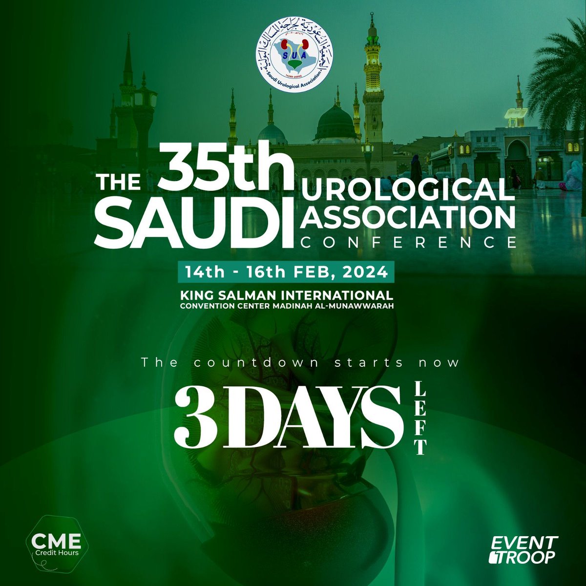 Event Troop (@eventtroop) on Twitter photo 3 days left! ⏳
Excitement is building for the 35th Saudi Urological Association Conference, Feb 14-16, 2024, at King Salman International Convention Center, Madinah Munawara.Ready for an enriching experience?
🟠Powered by #EventTroop <a href="/saudiurological/">SUA</a> <a href="/raedazhar/">Prof. Raed Azhar | أ.د. رائد أزهر</a> <a href="/Drazizbakhsh1/">عبدالعزيز بخش</a> 3 days left! ⏳
Excitement is building for the 35th Saudi Urological Association Conference, Feb 14-16, 2024, at King Salman International Convention Center, Madinah Munawara.Ready for an enriching experience?
🟠Powered by #EventTroop <a href="/saudiurological/">SUA</a> <a href="/raedazhar/">Prof. Raed Azhar | أ.د. رائد أزهر</a> <a href="/Drazizbakhsh1/">عبدالعزيز بخش</a>