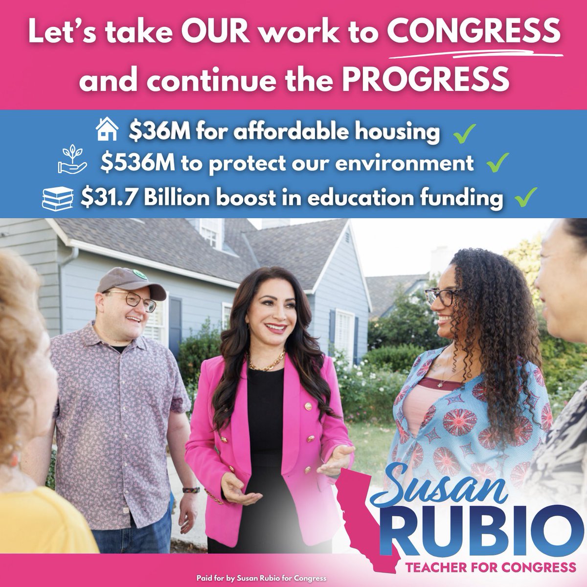 As Senator, I've fought for working families in the #SanGabrielValley 🏠 $36M for 1k+ affordable homes 🌳 $536M for climate & parks 👷 $5M for jobs training 📚 $31.7B education boost ⚖️ Tougher penalties on child traffickers Running for #CongressCA31 to continue the work!