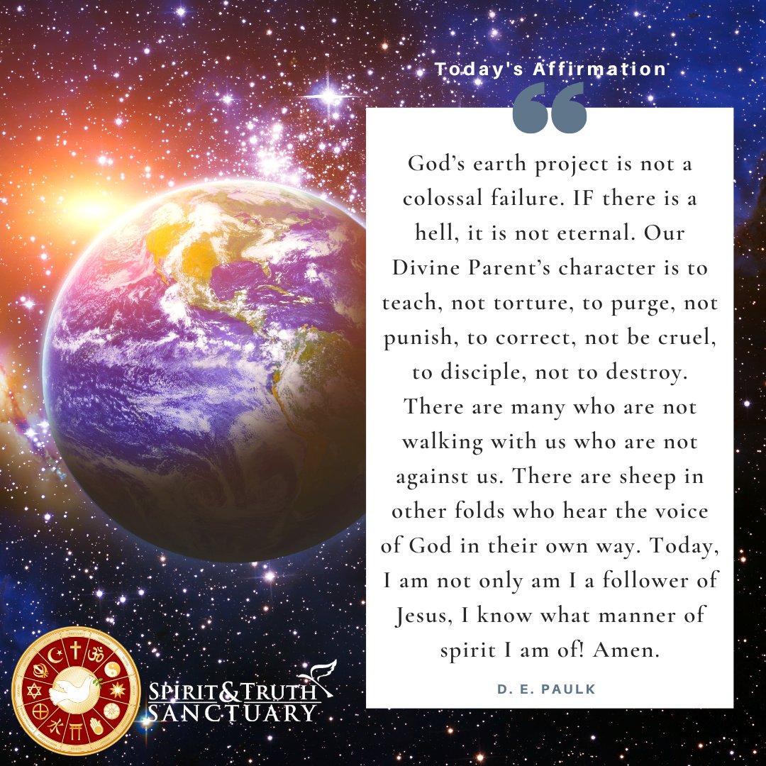 depaulk's tweet photo. God’s earth project is not a colossal failure. IF there is a hell, it is not eternal. Today, I am not only am I a follower of Jesus, I know what manner of spirit I am of! Amen.

#spiritandtruthsanctuary #ishelleternal #isitworking #isitworkingforme #courage #radicallyinclusive https://t.co/jWRXAn08HP