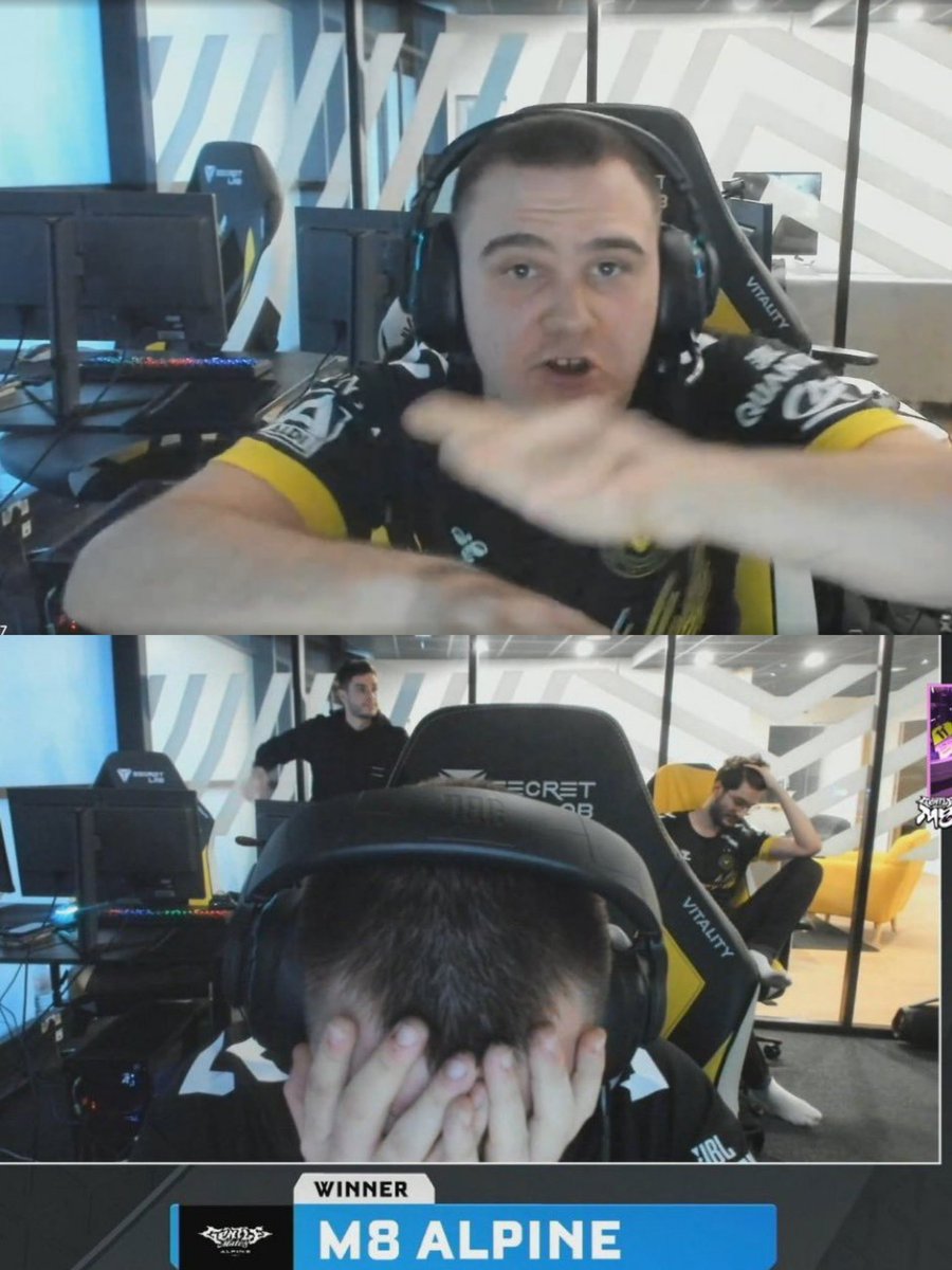 DrLezard's tweet photo. Le Karma mon reuf, LE KARMA !! GGWP @TeamVitality mais @gentlemates a été au dessus 💪🔥 #M8WIN #RLCS 💜💚 https://t.co/wGyhVHSkoy
