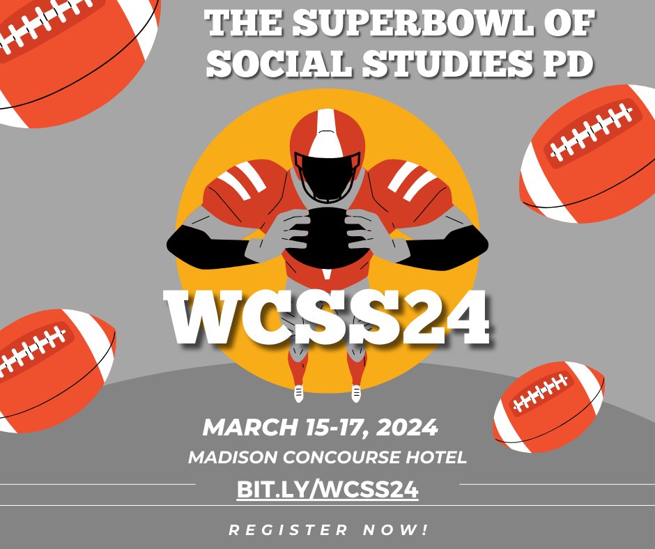 THE BIG SS GAME! The Super Bowl of social studies PD! 3 days, 100+ workshops & presentations, great keynote, awesome featured speakers, panel discussion, tons of fun! Register now bit.ly/WCSS24 #sschat #socialstudies #apush #civics #civicsed #k12 #teachergram #teachers