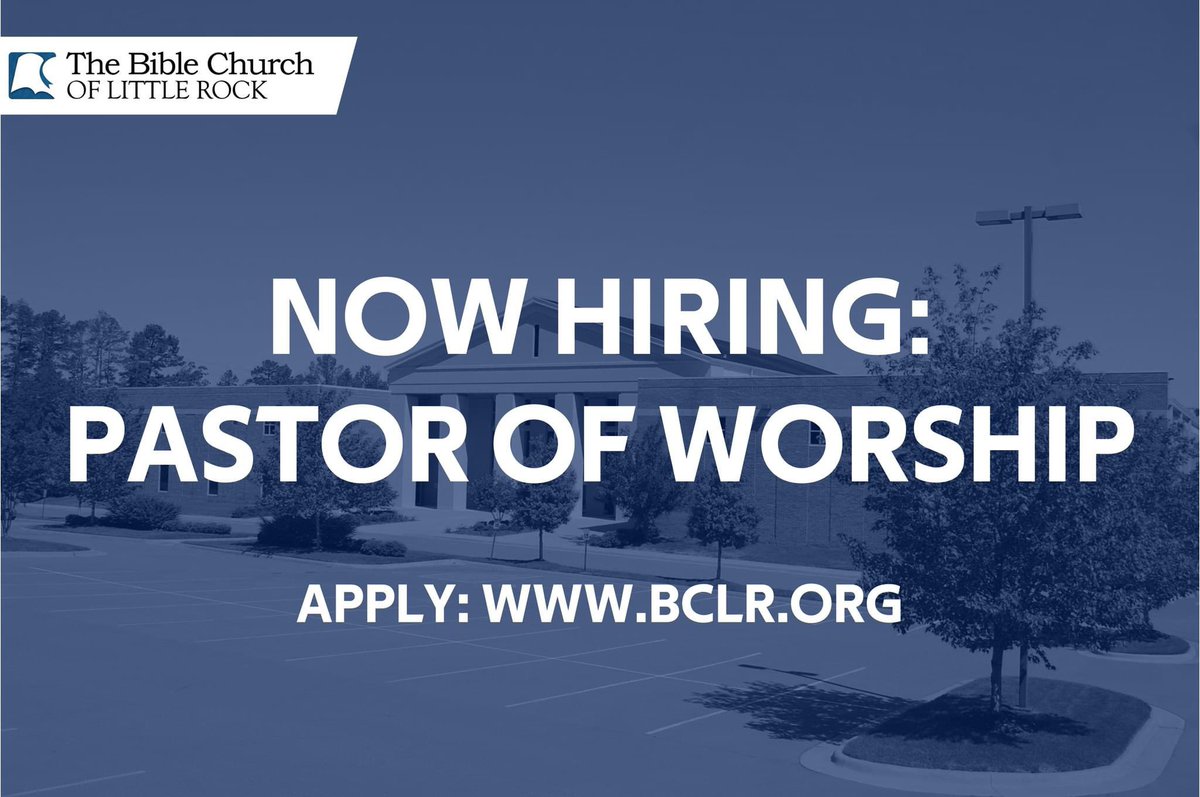 LawsonHembree's tweet photo. The @BibleChurchLR is seeking a Pastor of Worship to join us in glorifying God, proclaiming the gospel, discipling believers, and making Christ known.

Interested and qualified candidates can apply here: https://t.co/mj5kM7kNz0 https://t.co/7HWhYEo10f