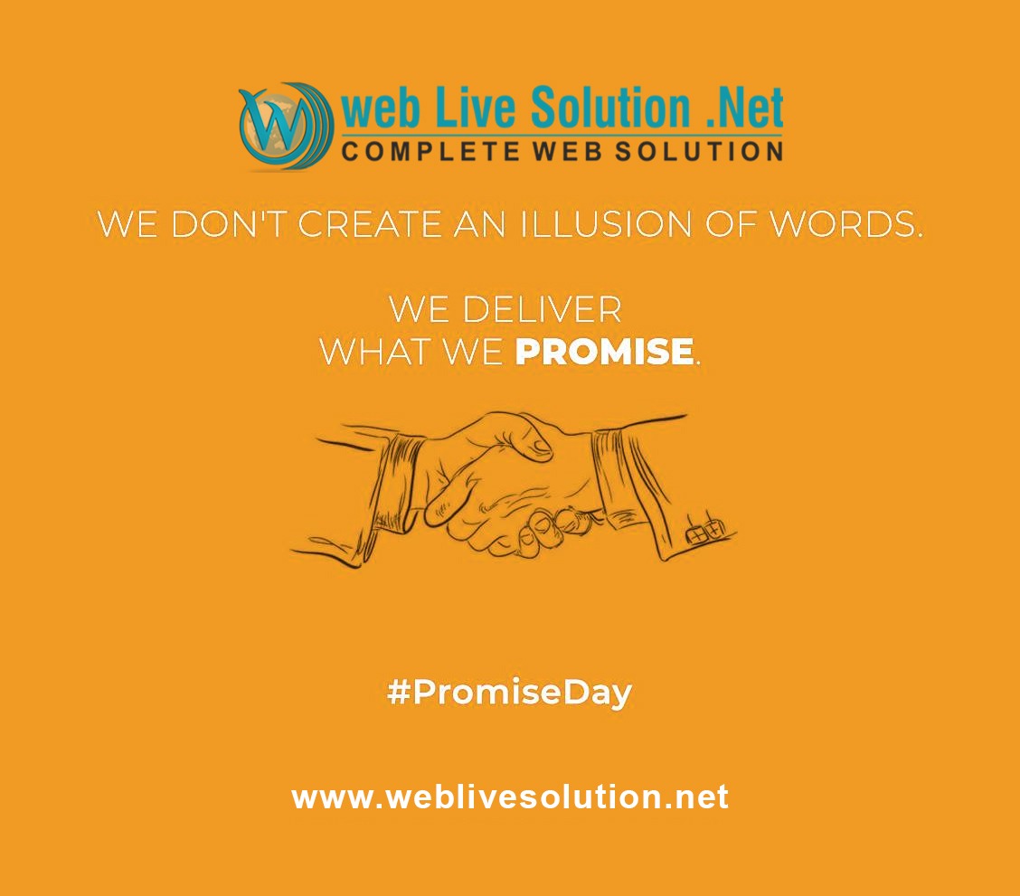 WebLiveSolutio1's tweet image. we don&apos;t create an illusion of words.
we deliver what we promise.
#PromiseDay
#weblivesolution.net #weblivesolutionLLP
 weblivesolution.net