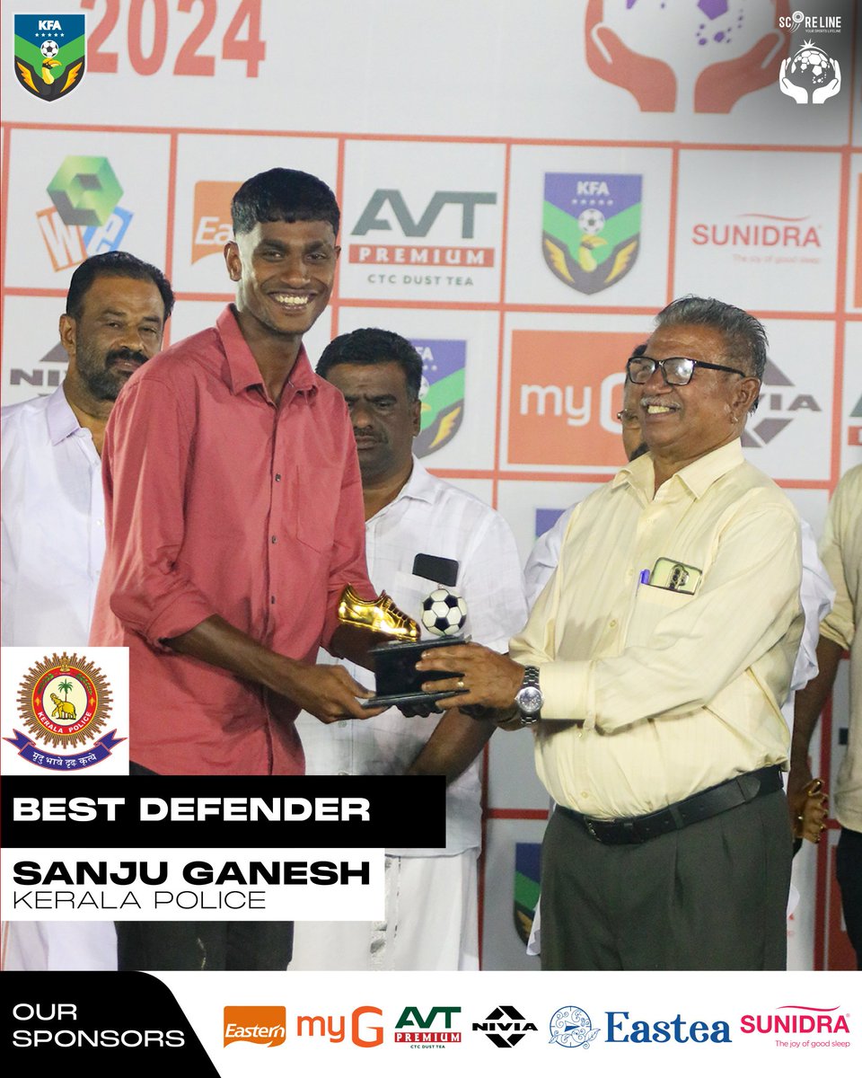 keralafa's tweet photo. Scoreline Kerala Premier League 2023-24 ๐
Best Defender ๐ Sanju G
#ScorelineKPL #KPL #KeralaFootball https://t.co/YdydPXIqxL