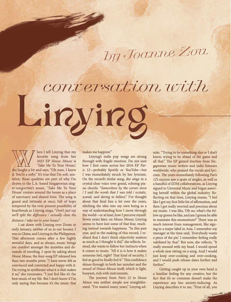 Web Editor Joanne Zou @jofi_beats converses with indie singer-songwriter Linying <a href="/linying____/">Linying</a> about maintaining optimism throughout her musical journey.