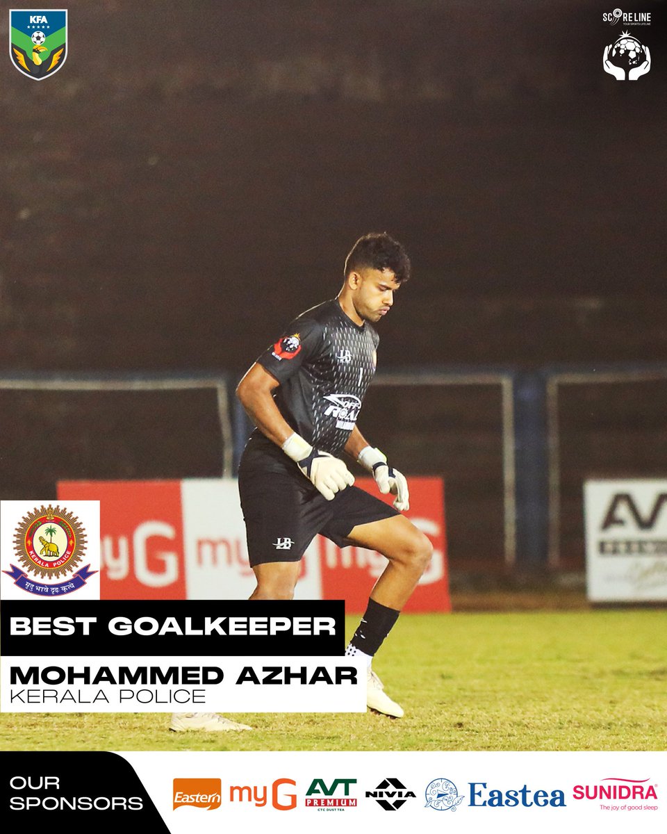 keralafa's tweet photo. Scoreline Kerala Premier League 2023-24 ๐
Best Goalkeeper Award ๐ Mohammed Azhar
#ScorelineKPL #KPL #KeralaFootball https://t.co/pRd1jODIEx
