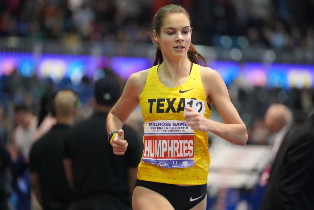 Samantha Humphries FTW!

The <a href="/fmhsrunning/">Flower Mound Running</a> star wins a loaded girls mile at Millrose Games in 4:41.43.

#MillroseGames