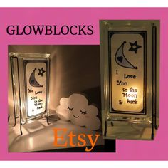 etsy.com/shop/Glowblocks FREE SHIPPING #freeshipping #etsy #lamps #nightlights #gifts #retro #handmade #lamp #giftideas #glassblock #50s #midcenturymodern #onlineshopping #ToTheMoon #tothemoonandback #nurserydecor #babyshowergift #gift #babyboy #newbabygift #newmom #kidsroom