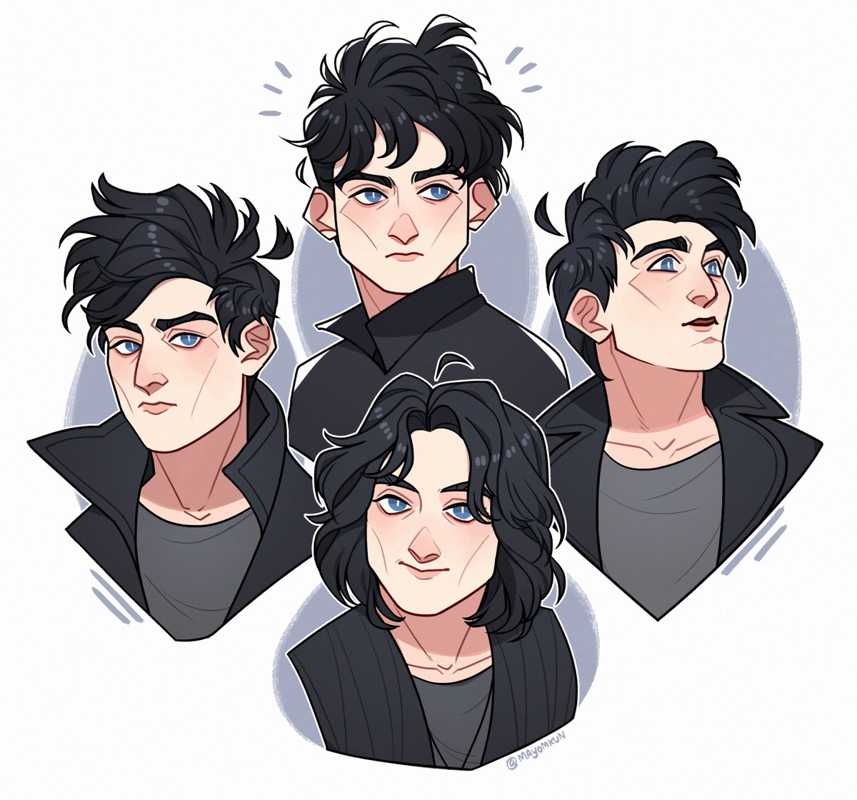 black hair blue eyes male focus 1boy jacket animification short hair  illustration images