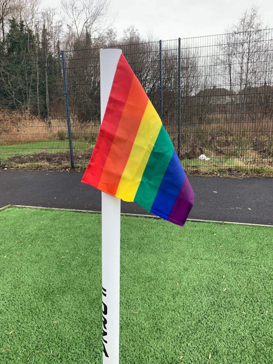 With today’s match being designated as our match in support of @FvHScot’s Month of Action, rainbow corner flags were installed at Academy Park and captain, Robyn Wallace, sported a rainbow armband. 

#FootballisForEveryone #FvH2024