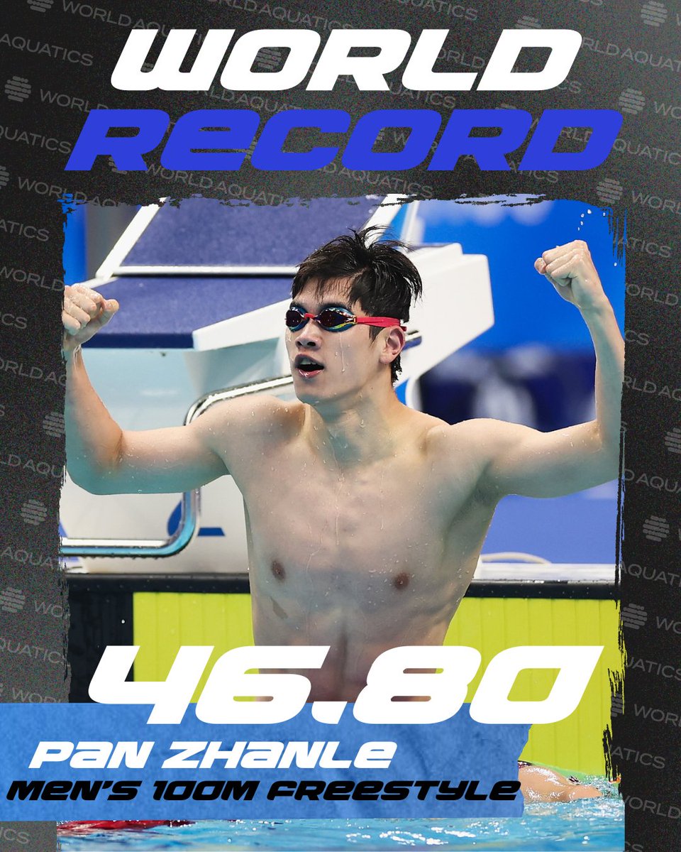 🚨WOOOORLD RECOOOORD🚨
🇨🇳 Pan Zhanle - Men's 100m Freestyle // ⏱️ 46.80

Archived as the first swimmer of the Men's 4x100m Freestyle Relay #AQUADoha2024