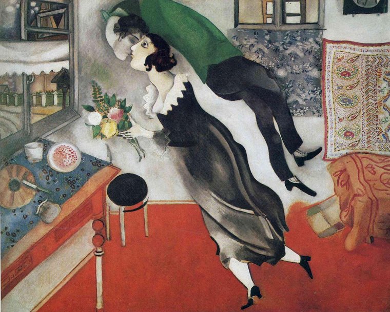 ... Siamo angeli con un'ala soltanto e possiamo volare solo se restiamo abbracciati... Luciano De Crescenzo #ProfumoDiVersi Marc Chagall