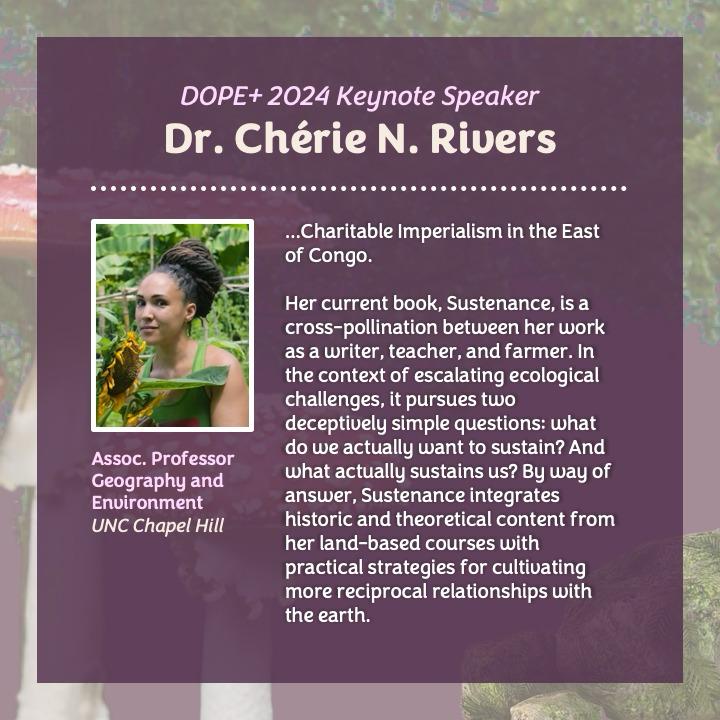 We are absolutely ecstatic about this year’s keynote speaker, Dr. Chérie N. Rivers. Join us for her talk at 6pm on February 24th at the UK Student Center Worsham Cinema. ❤️🍄🐸 Can you believe we’re 11 days away from the DOPE+ 2024 Conference!?
