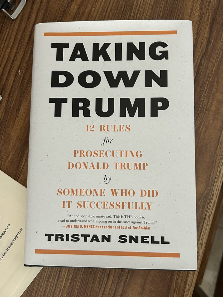 Just finished reading @TristanSnell’s new book, “Taking Down Trump.” Snell gives an insightful dive into the inner workings of an Attorney General’s office, and the ways to combat Trump and MAGAs corruption. Given what’s at stake this year, I can’t recommend this enough.