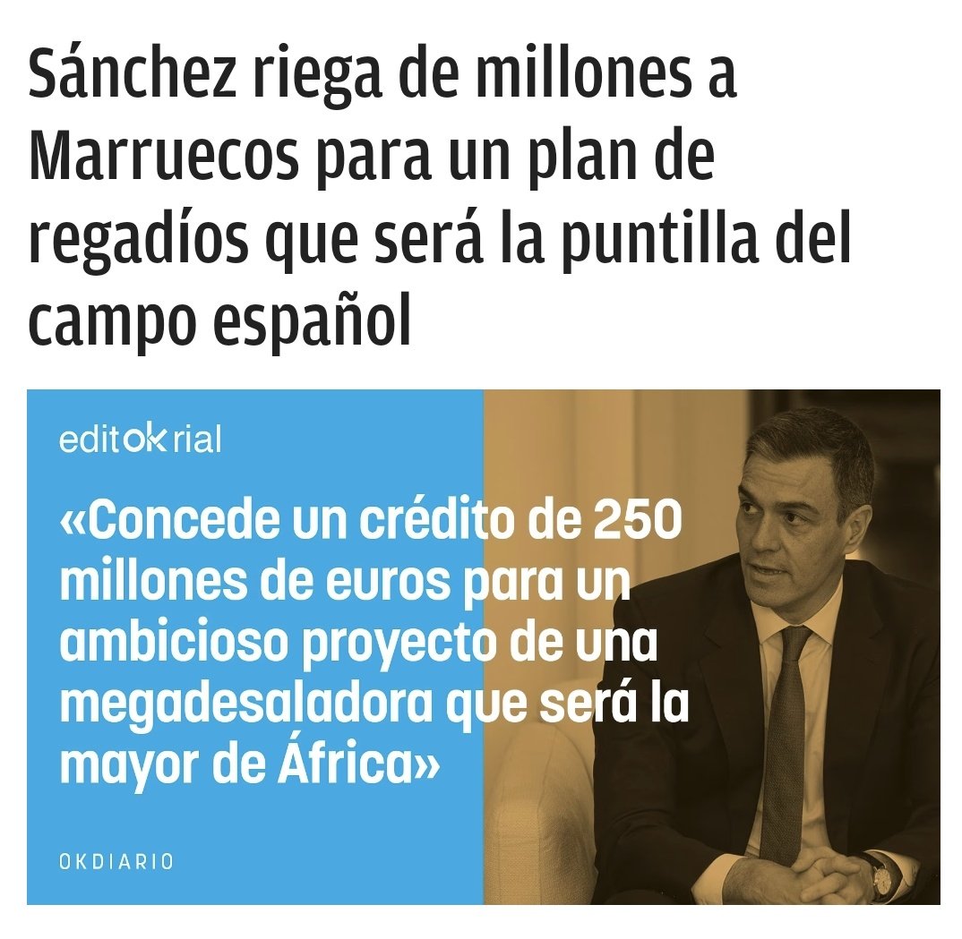 Capitana_espana's tweet photo. Roberto Centeno: "Los Agricultores se han RAJADO!" 
Yo no lo hubiera expresado mejor!
Sánchez se ha reído en vuestra cara ayer con el Pin de la agenda 2030 en los Goyas, y aprobando (ayer mismo) 250 millones de euros para la megadesaladora de Marruecos.

#TractoradaNacional https://t.co/wYiBZoBSDw