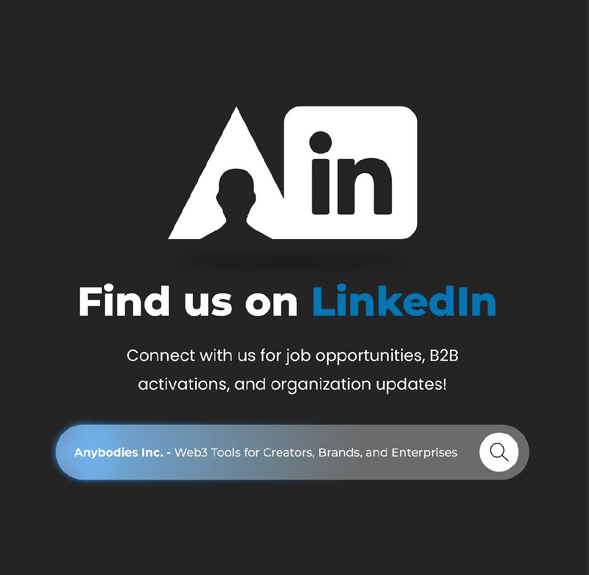 We're getting active 🫡

Follow us on LinkedIn to stay in tune with all of our key B2B updates moving forward.

linkedin.com/company/anybod…