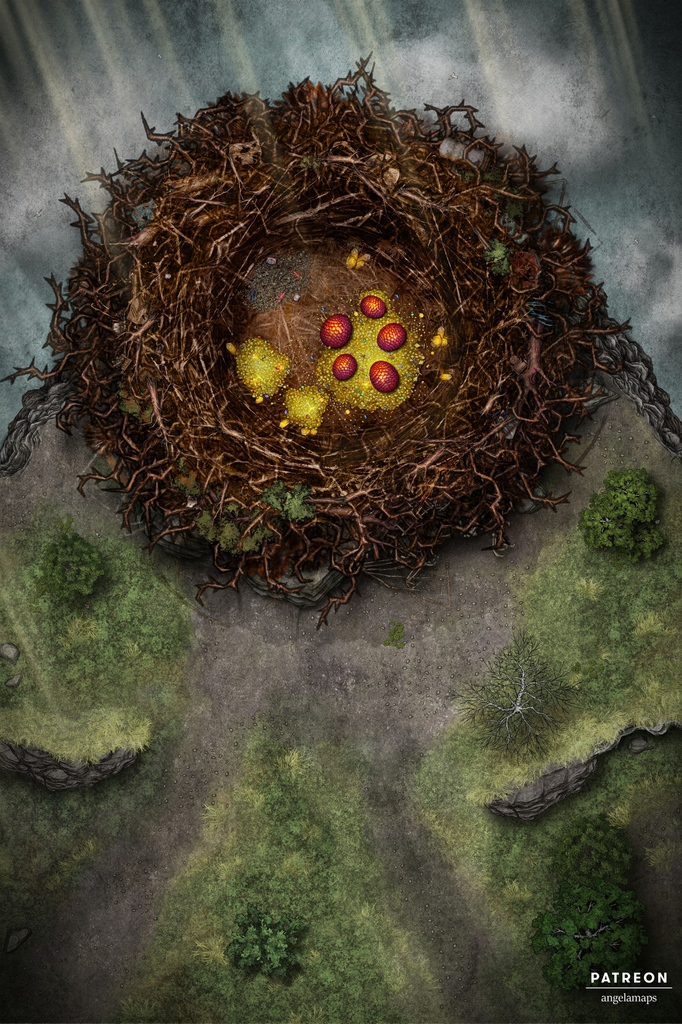 AngelaMaps_com's tweet photo. This battle map showcases a massive, mysterious creature’s nest, which has been the source of terror for the local community.

https://t.co/OSqZLh77Kw

#dnd #battlemap #dungeonsanddragons #rpg #ttrpg #dungeonmaster #fantasymap #tabletoprpg #dndmaps #roll20 #angelamaps https://t.co/0NihrD7ZPR