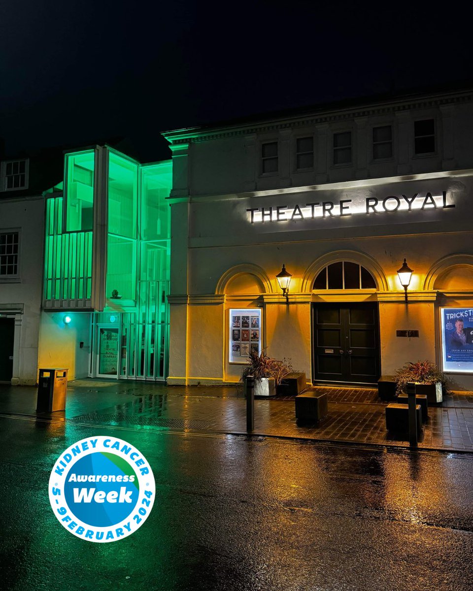 DfsTheatreRoyal's tweet photo. On Friday we lit the theatre green for #kidneycancerawarenessweek 💚

For support and further information relating to kidney cancer, visit: https://t.co/kuqTsxT5yx #kcaw2024 https://t.co/M8J3TJuKsR