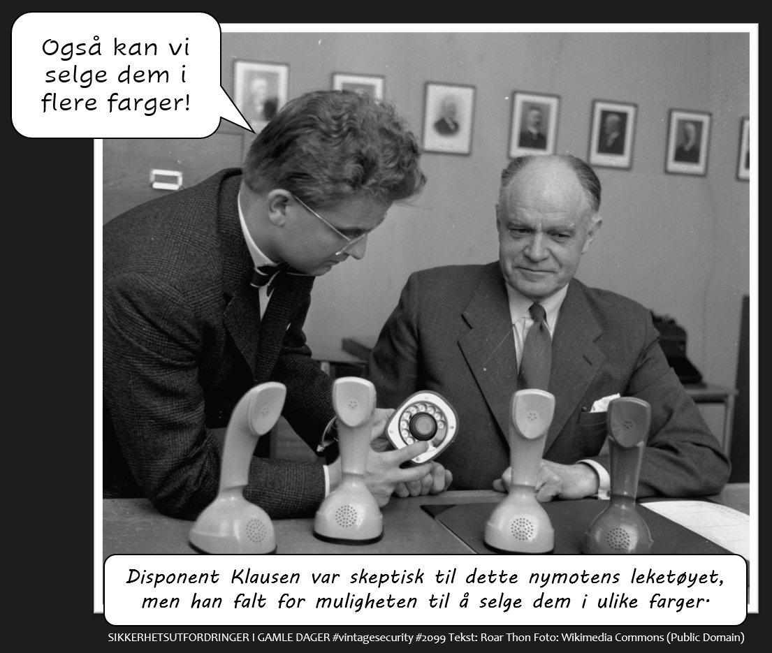 Farger er en faktor som gjør at produkter kan selges på nytt og på nytt.

Bare spør noen som for eksempel "tvinges" til å male stuen for fjerde gang på grunn av årets nye trender.

#vintagesecurity #infosec #sikkerhet #humor #ironi