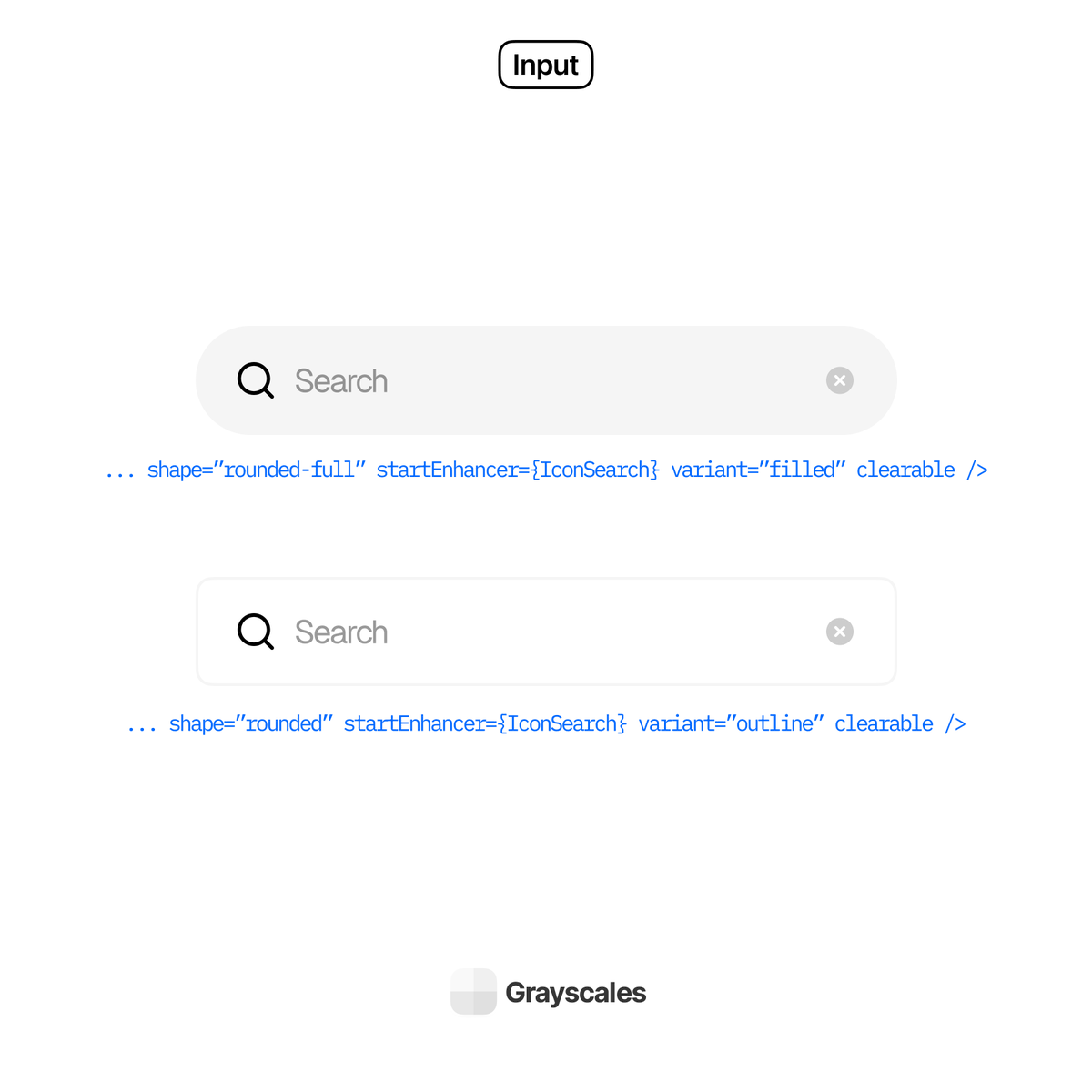 ✨Tonight's Grayscal.es reveal: Input

Included in the upcoming early access release. Built on the <a href="/shadcn/">shadcn</a> Input component. 

🔴🟢 States
💨 Clearable
⌨️ Keyboard Friendly
✨ Enhancers support
🎨 Multiple variants
↔️ Different sizes