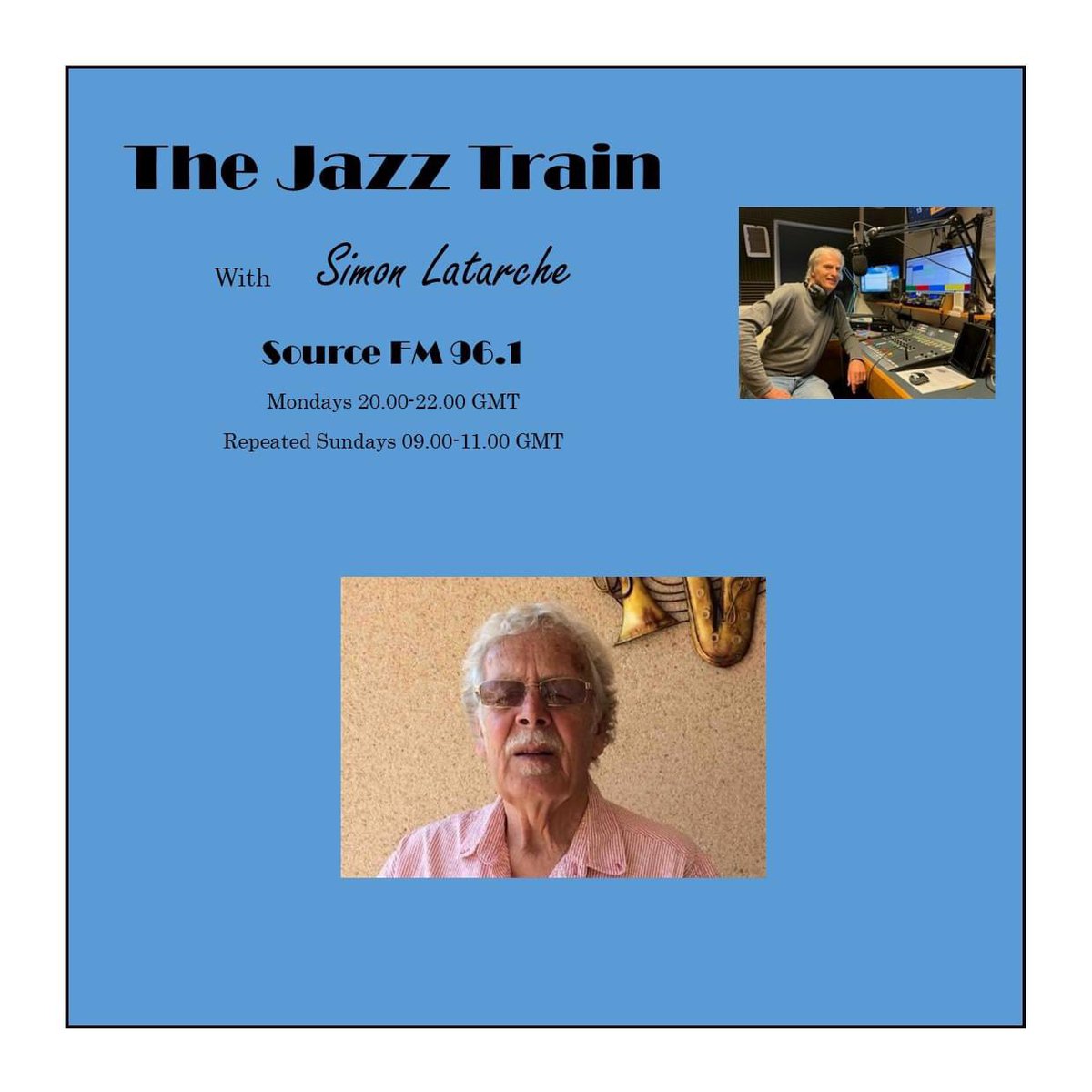 SimonLatarche's tweet photo. Back on @thesourcefm tomorrow night from 20.00 GMT. Great interview with #cornwall #jazz legend John Austin. Listen online at https://t.co/HlCyut4Q7L @FalmouthHour @CornwallHour https://t.co/QKtoN3Bqxg