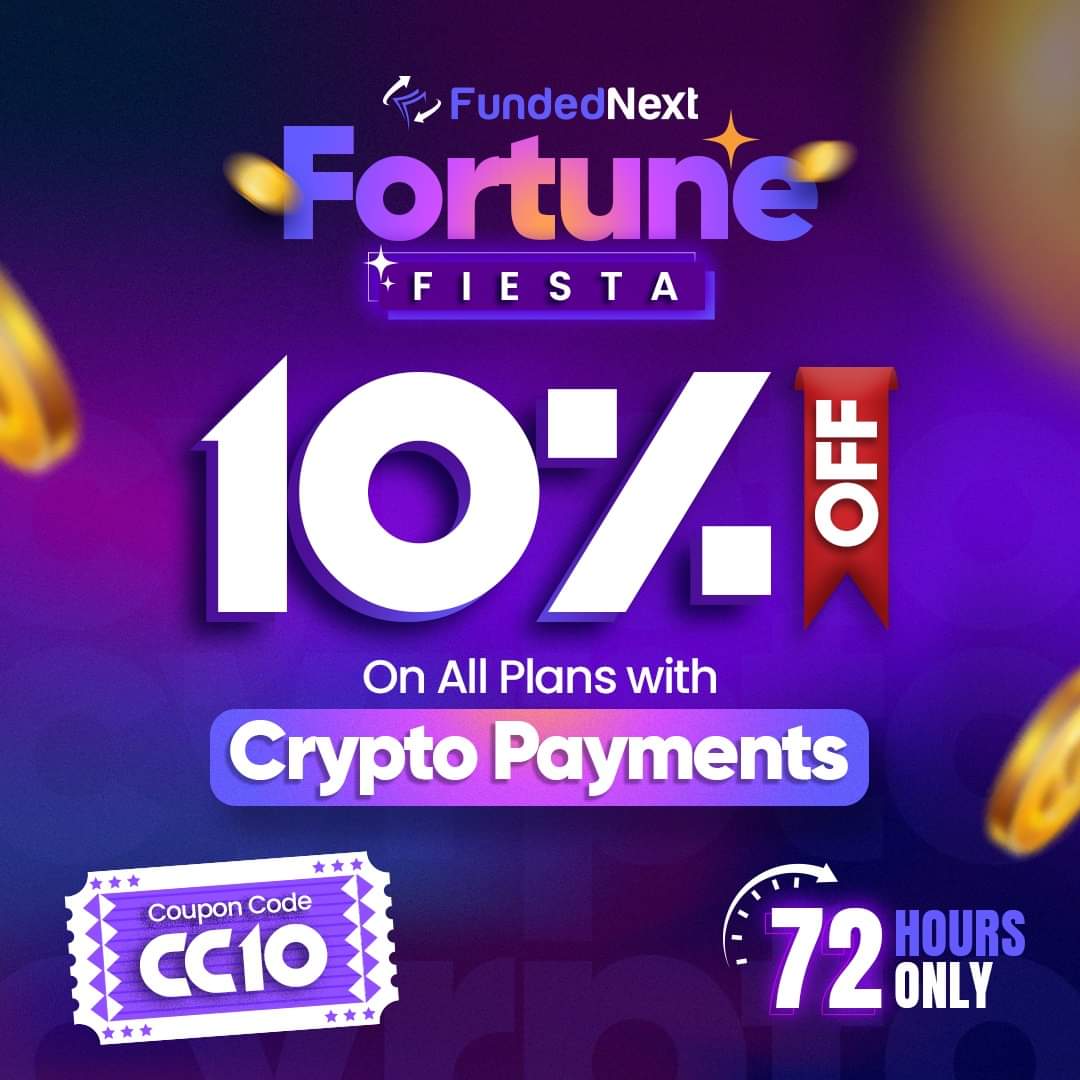 🎉 Join the FundedNext Fortune Fiesta- https://t.co/g7uCOfIAmT Embrace the  future of trading with Crypto on FundedNext! Use coupon code CC10 for an  exclusive 10% discount on all challenges, available only through crypto