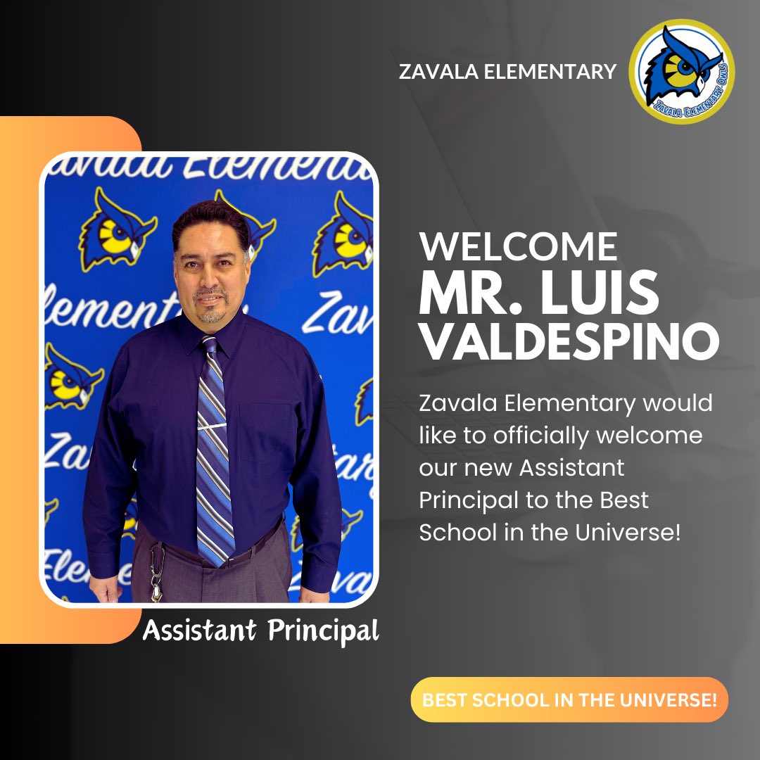 We would like to officially welcome Mr. Luis Valdespino, our new Asst. Principal to the Best School in the Universe! 🎉