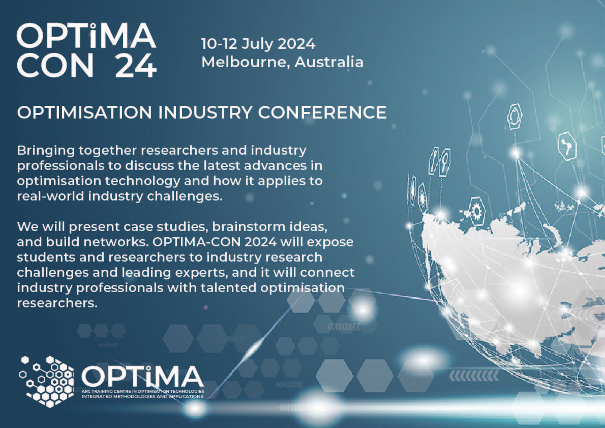 OPTIMA_ARC's tweet photo. Excited about OPTIMA-CON24? Here's why you should present: 
- Diverse workshops &amp; discussions  
- Bridge academia &amp; industry  
- Brainstorming sessions  
- Keynotes &amp; industry insights  
Now accepting abstract submissions in a variety of areas. https://t.co/hl9e6L9WGC 
#OPTIMACON https://t.co/pjCmMvVCQE