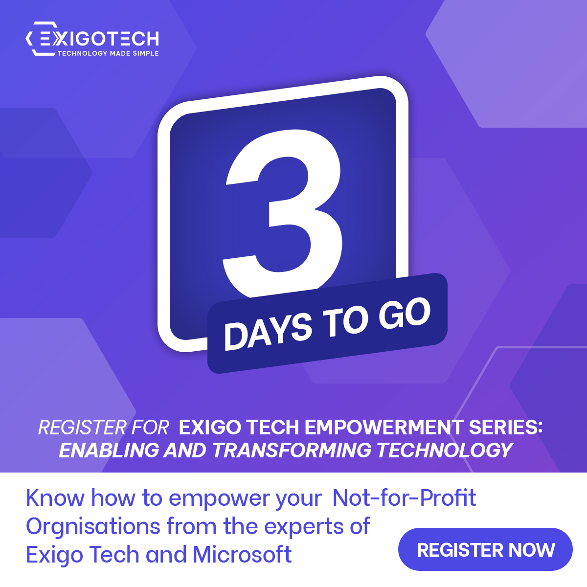 ExigoTechPtyLtd's tweet photo. 🚀 3 days to go! Join #ExigoTech's Empowerment Series & transform your #NFP with tech! Learn from experts Vinay Joshi & Philip Meyer. #TechForGood #NFPInnovation #ExigoEmpowerment #MicrosoftExperts. Join here https://t.co/M20GMfrl73 https://t.co/YQGokGDSzr