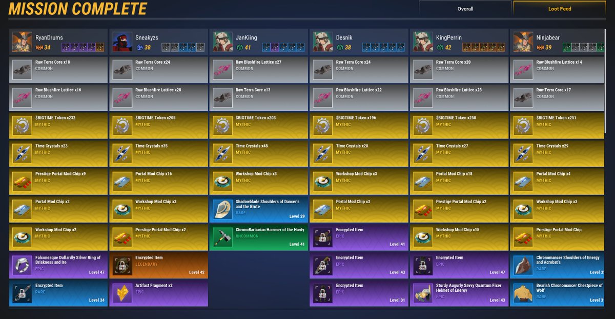 Also, any gamers playing
<a href="/playbigtime/">Big Time</a>
that need help figuring out how to do Prestige dungeons under the new meta let me know.
<a href="/_Morkai/">Morkai</a>
is bringing in new players under his wing and walking people through how to make tons running the dungeons. Link to his discord in the comments